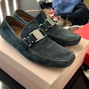 Salvatore Ferragamo Blue Suede Leather Loafers Shoes Men’s size 9.5